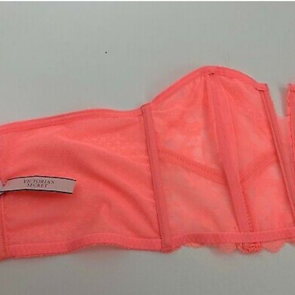 ⭐️ NEW! Victoria's Secret Dream Angels Lace Bustier Corset Bra  Neon NWT - Picture 8 of 9